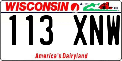 WI license plate 113XNW