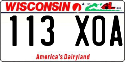 WI license plate 113XOA