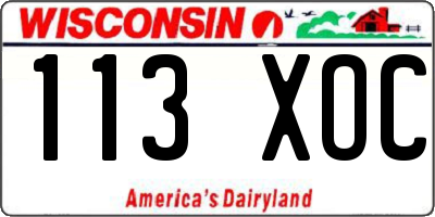 WI license plate 113XOC