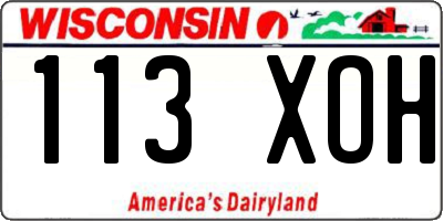WI license plate 113XOH