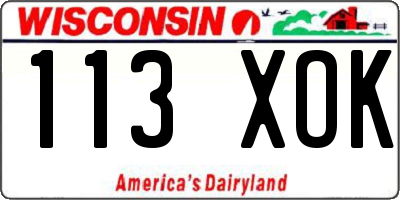 WI license plate 113XOK