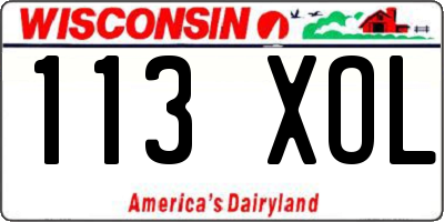 WI license plate 113XOL