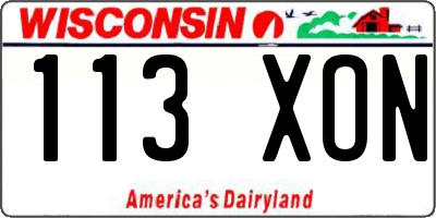 WI license plate 113XON