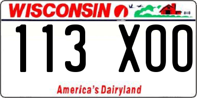 WI license plate 113XOO