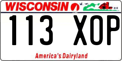 WI license plate 113XOP