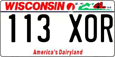 WI license plate 113XOR