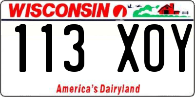 WI license plate 113XOY