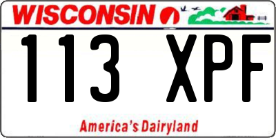 WI license plate 113XPF