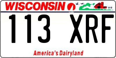 WI license plate 113XRF