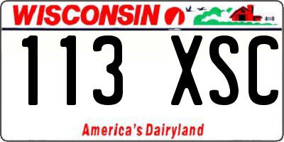 WI license plate 113XSC