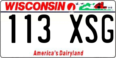 WI license plate 113XSG