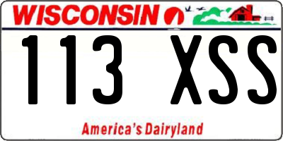 WI license plate 113XSS