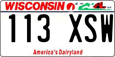 WI license plate 113XSW