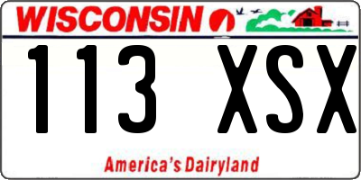 WI license plate 113XSX