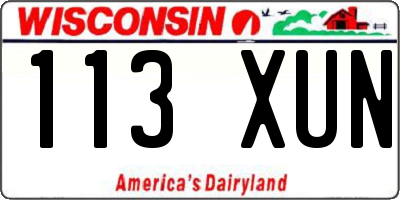 WI license plate 113XUN
