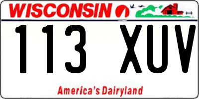 WI license plate 113XUV