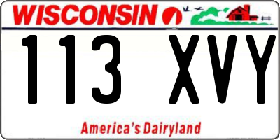 WI license plate 113XVY