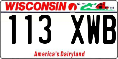WI license plate 113XWB