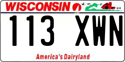 WI license plate 113XWN