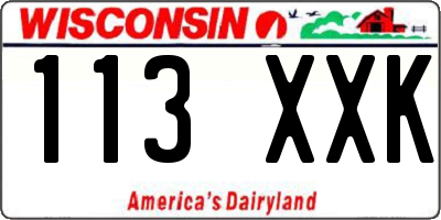 WI license plate 113XXK