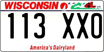 WI license plate 113XXO