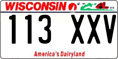 WI license plate 113XXV