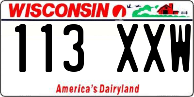 WI license plate 113XXW