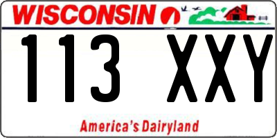 WI license plate 113XXY
