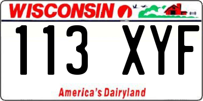 WI license plate 113XYF