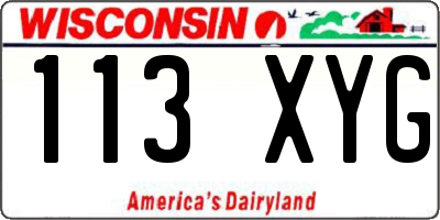 WI license plate 113XYG