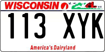 WI license plate 113XYK