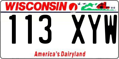 WI license plate 113XYW