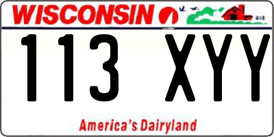 WI license plate 113XYY