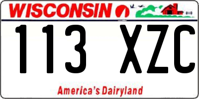 WI license plate 113XZC