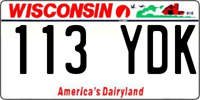 WI license plate 113YDK