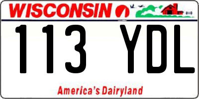 WI license plate 113YDL