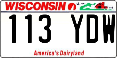 WI license plate 113YDW