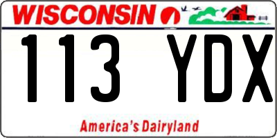 WI license plate 113YDX