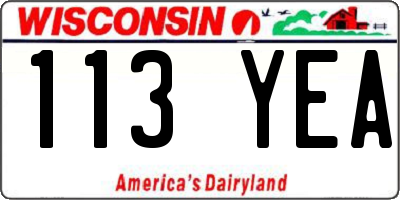 WI license plate 113YEA