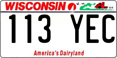 WI license plate 113YEC