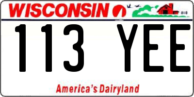 WI license plate 113YEE