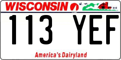 WI license plate 113YEF