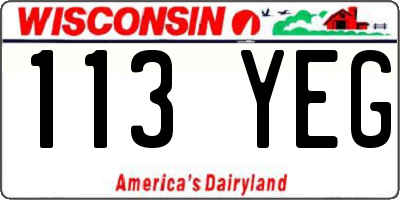 WI license plate 113YEG