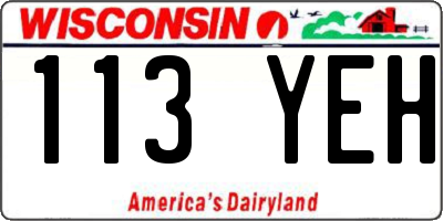 WI license plate 113YEH
