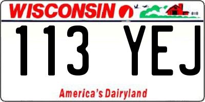 WI license plate 113YEJ