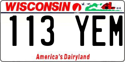 WI license plate 113YEM