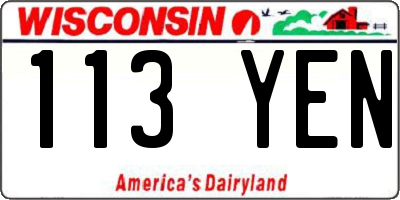 WI license plate 113YEN