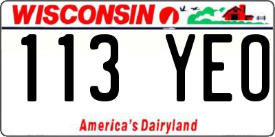 WI license plate 113YEO