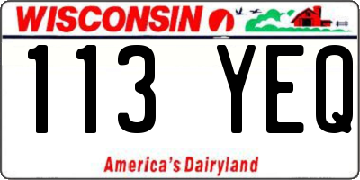WI license plate 113YEQ