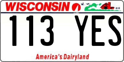 WI license plate 113YES
